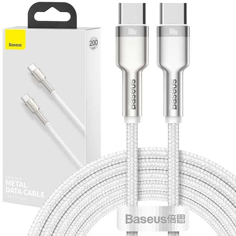 Baseus Cafule USB-C - USB-C laidas 100W 2m - Baltas