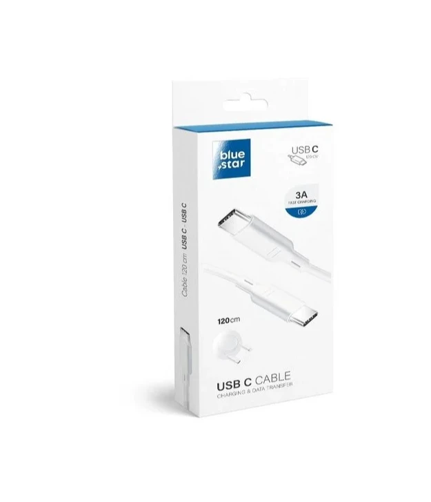 BlueStar Blue Star duomenų kabelis / laidas – greitas įkrovimas iš USB C į USB C 3A (Standartinis PD).