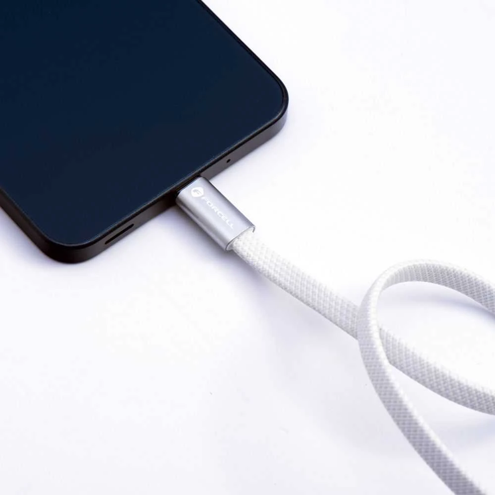 USB C į USB C laidas Forcell F-Energy QC4.0 PD 5A 240W Cafule Flat 1,2m CCFN23 baltas