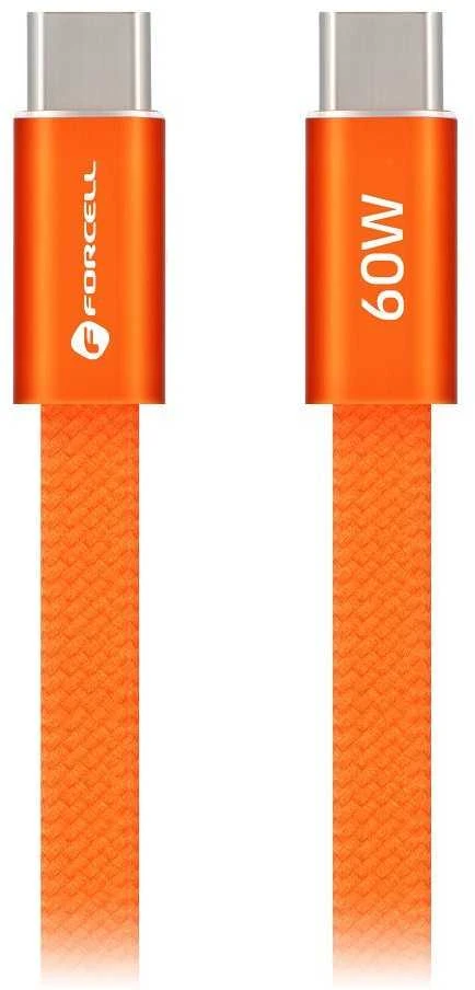 USB C į USB C laidas Forcell F-Energy QC4.0 PD 3A 60W Cafule Flat 1,2 m CCFN23 oranžinis