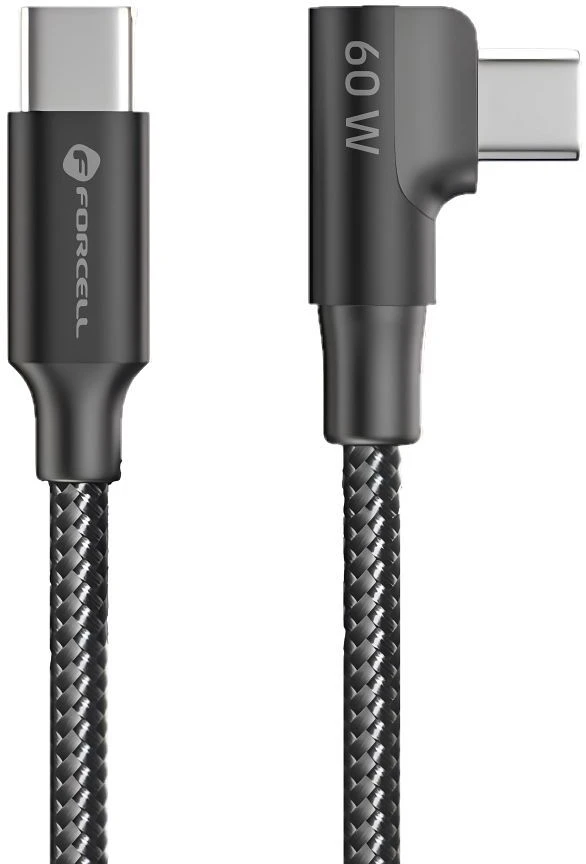 USB C į USB C laidas Forcell F-Energy QC4.0 PD 5A 100W Cafule 90° 2 m CC-1Deg juodas