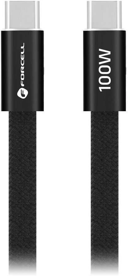 USB C į USB C laidas Forcell F-Energy QC4.0 PD 5A 100W Cafule Flat 1,2 m CCFN23 juodas