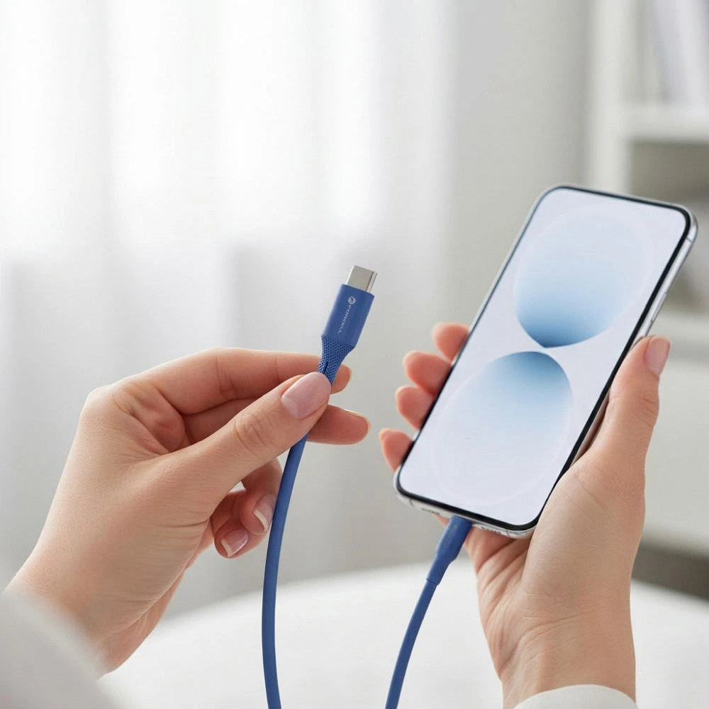 USB C į USB C laidas Forcell F-Energy QC4.0 PD 5A 100W silikoninis 1 m C347 mėlynas