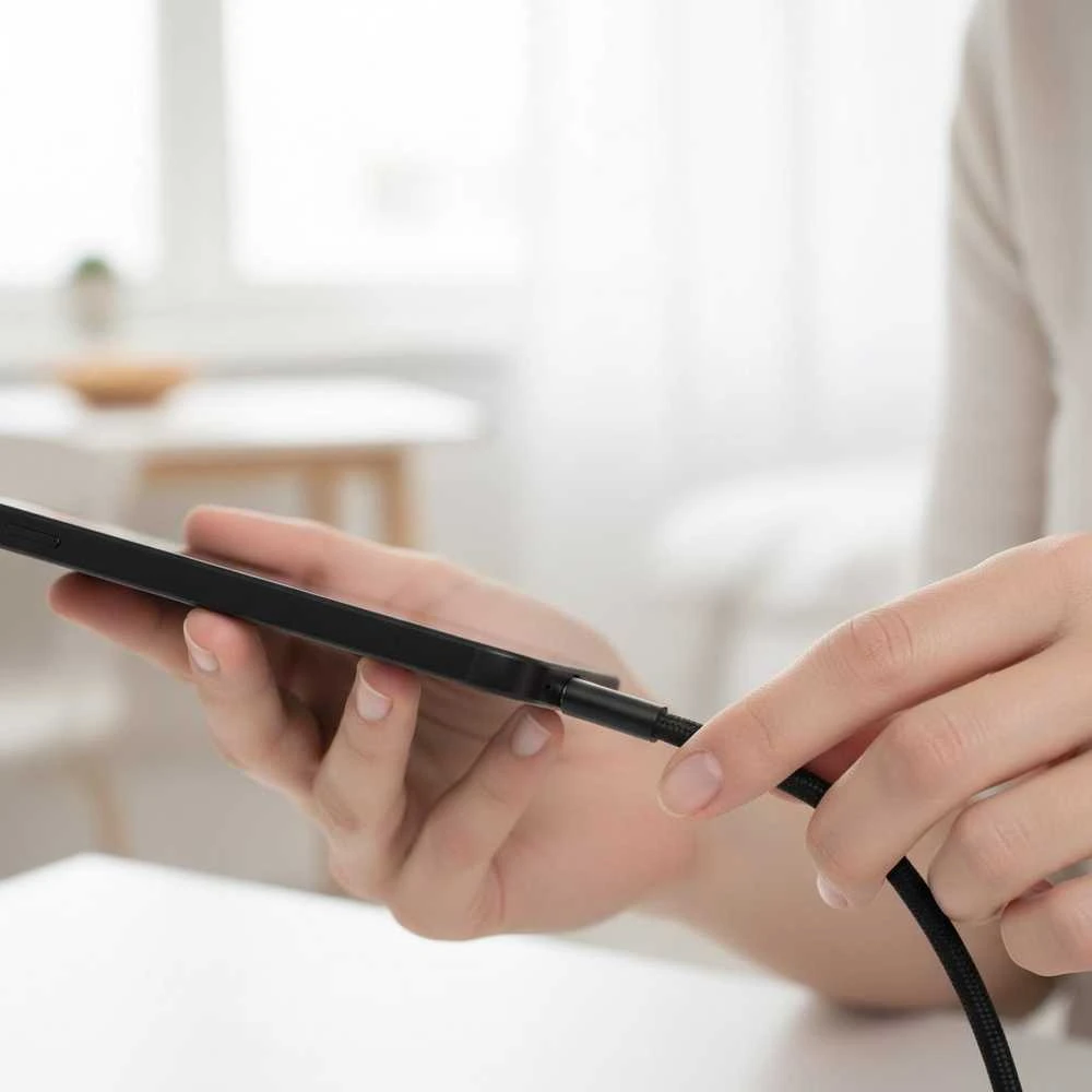 USB C į USB C laidas Forcell F-Energy QC4.0 PD 3A 60W Cafule Flat 1,2 m CCFN23 juodas
