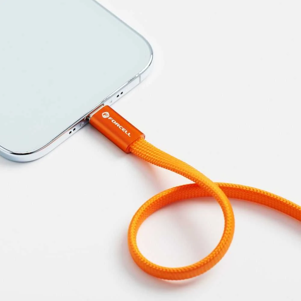 USB C į USB C laidas Forcell F-Energy QC4.0 PD 5A 100W Cafule Flat 1,2 m CCFN23 oranžinis