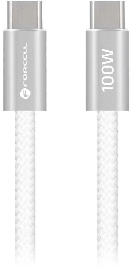 USB C į USB C laidas Forcell F-Energy QC4.0 PD 5A 100W Cafule Color 1,2 m ACYH23 baltas
