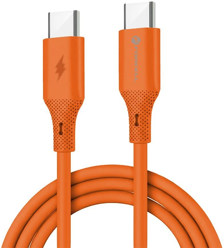 USB C į USB C laidas Forcell F-Energy QC4.0 PD 5A 100W Silicone 1 m C347 tamsiai oranžinis