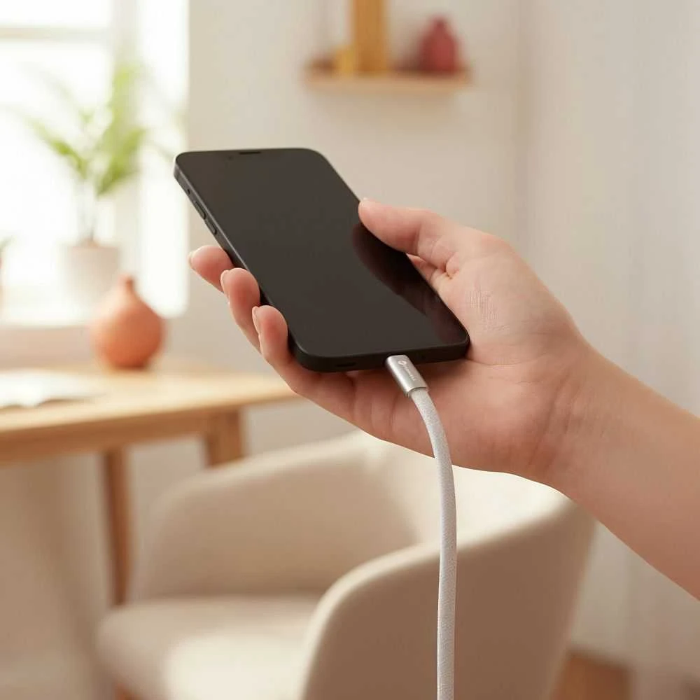 USB C į USB C laidas Forcell F-Energy QC4.0 PD 3A 60W Cafule Flat 1,2 m CCFN23 baltas