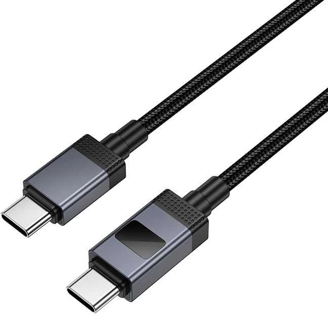 USB C laidas į USB C Hoco 3A 60W su ekranu 1 m X118 juodas