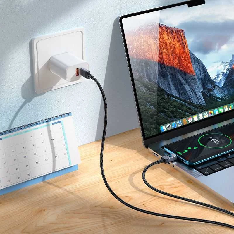 USB C laidas į USB C Hoco 3A 60W su ekranu 1 m X118 juodas