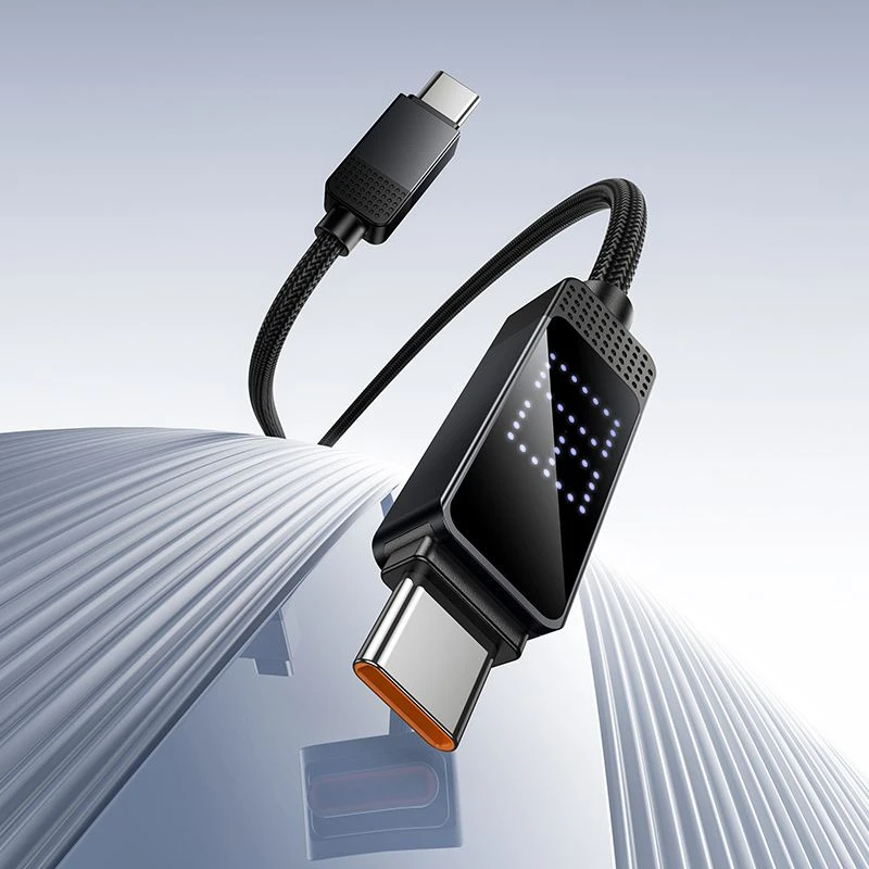 USB C į USB C laidas Hoco 3A 60 W su Dpot Matrix LCD 1 m U154 juodas