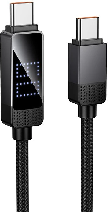 USB C į USB C laidas Hoco 3A 60 W su Dpot Matrix LCD 1 m U154 juodas
