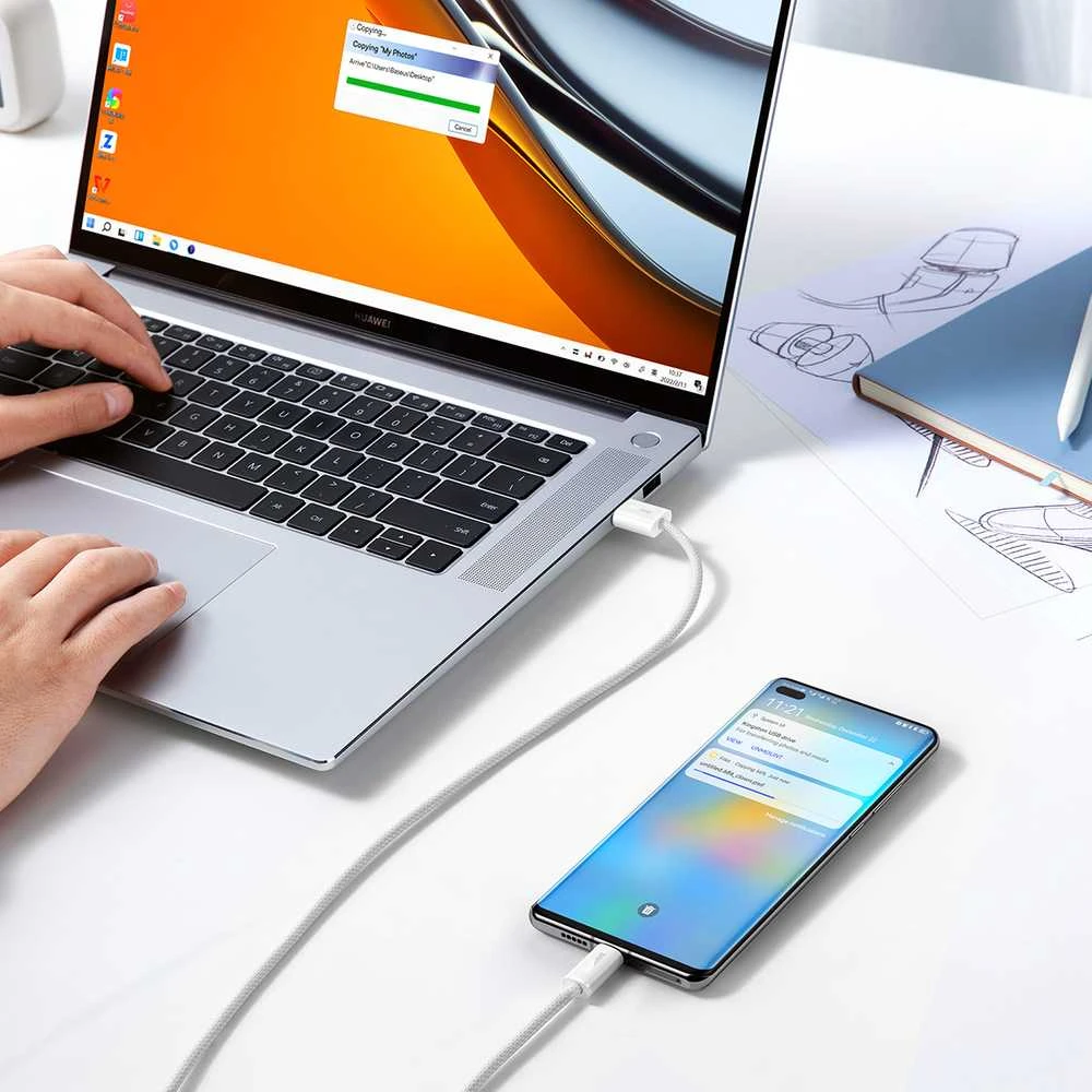 Baseus Dynamic Series USB – USB-C kabelis 100W 2m - Baltas