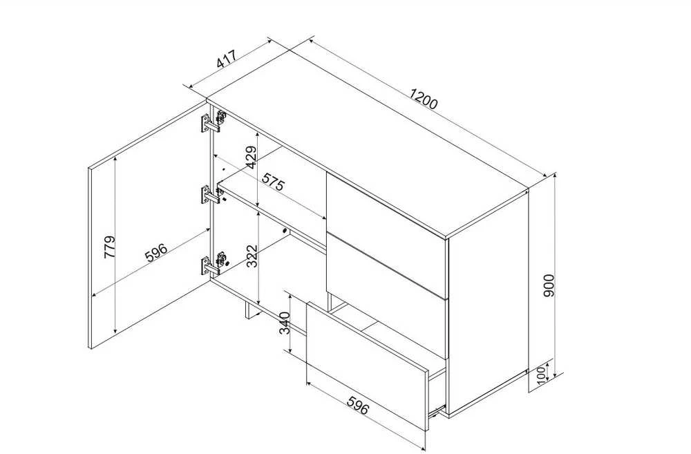 Cama Meble Komoda - Cama Alma 120x41,5xH90 Kašmyras