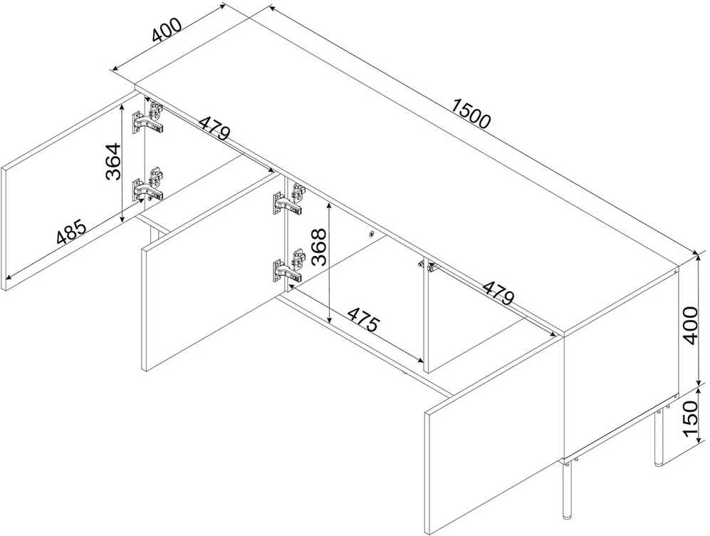 Laikiklis Cama Meble Cama 3D RTV spintelė TRESSE 150x40x55 kašmyro matinė