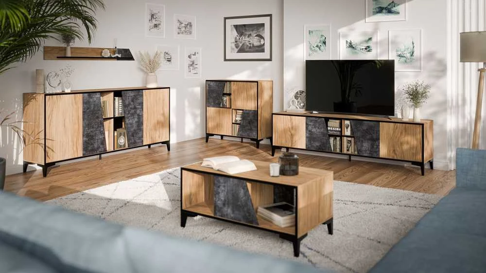 Halmar Cama Meble Knygų Spinta - Cama 4D OVO 90x38xH90 Ąžuolas/Betonas