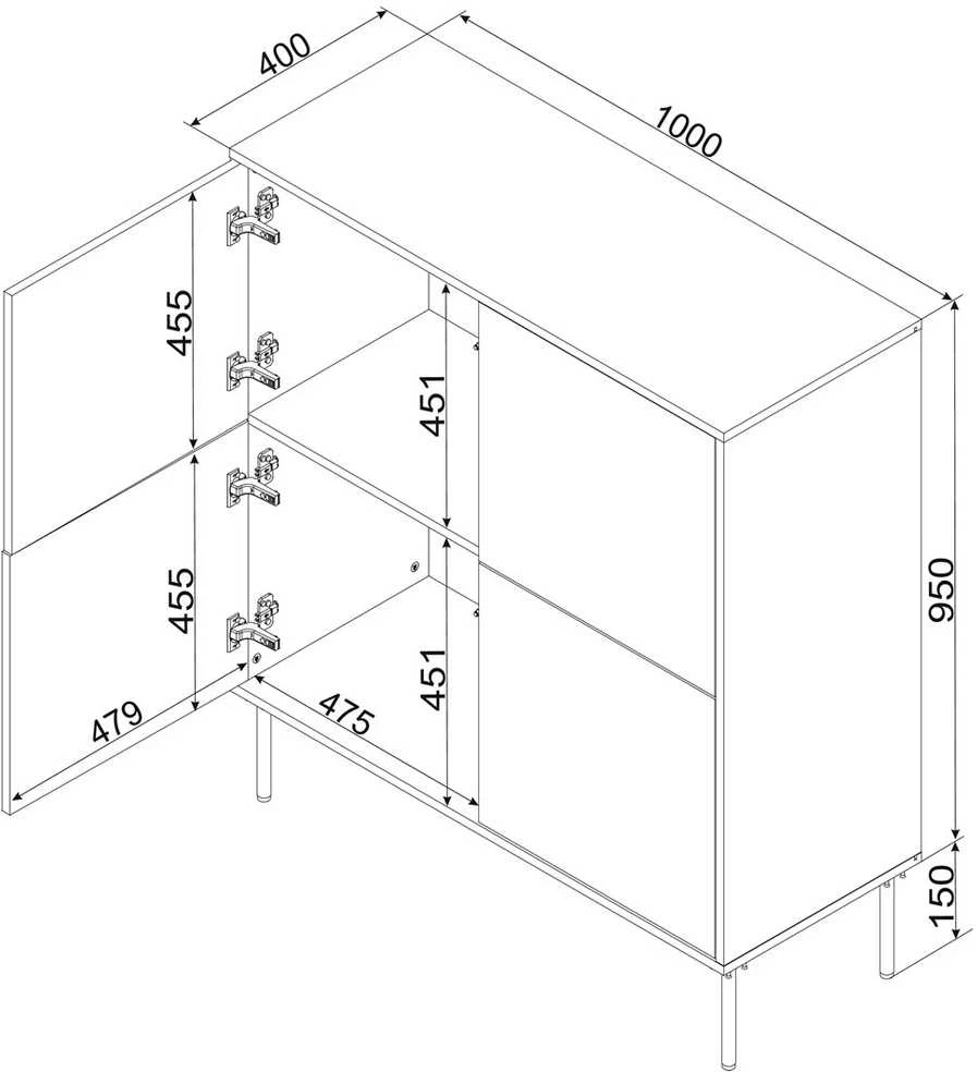 Cama Meble Cama 4D komoda TRESSE 100x40x110 matinė žalias