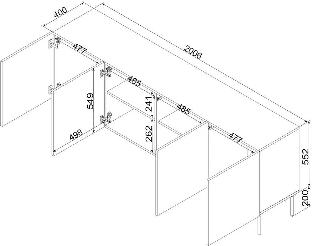 Cama Meble Cama Komoda ISLA 200x40x75 matinis juodas