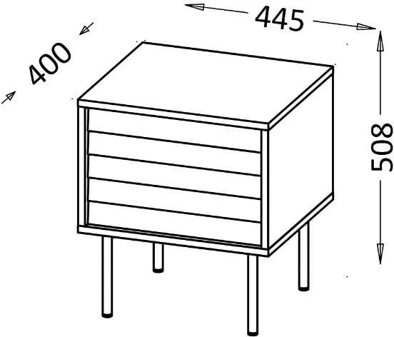 Cama Meble Bedside cabinet, 2 pcs. CORTINA 45x40x51 juodas/walnut