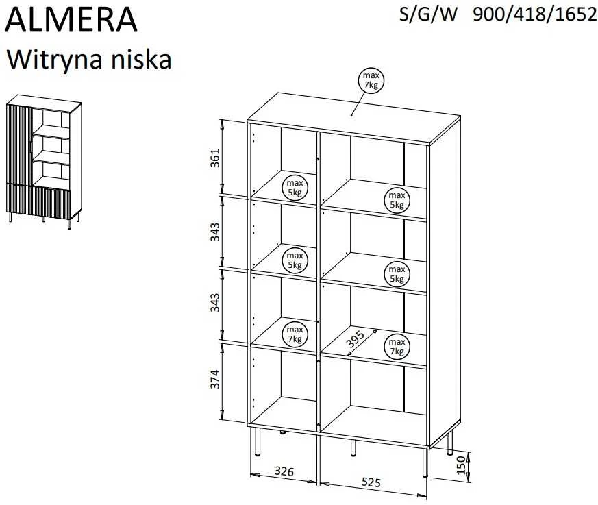 Cama Meble Cama 4 ALMERA knygų lentyna 90x42x165 riešutmedžio/kašmyro spalvos