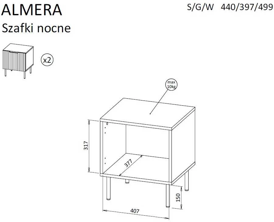 Cama Meble Cama Naktinė spintelė, 2 vnt. ALMERA 50x42x44 riešutmedžio/kašmyro spalvos