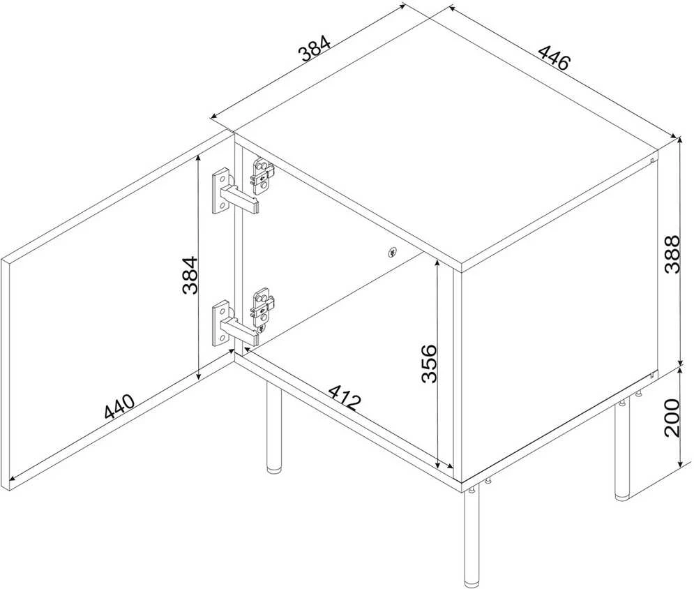 Cama Meble Cama Bedside table 2 pcs ISLA 44,5x40x59 juodas matt