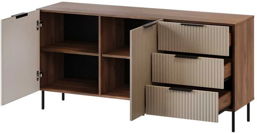 Cama Meble Cama Komoda 1 ALMERA 156x42x75 riešutmedžio/kašmyro spalvos