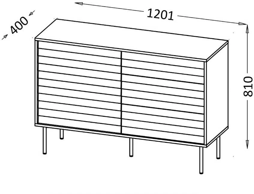 Cama Meble Lovos baldai Lova CORTINA 1D3S komoda 120x40x81 juodas/riešutmedžio riešutas