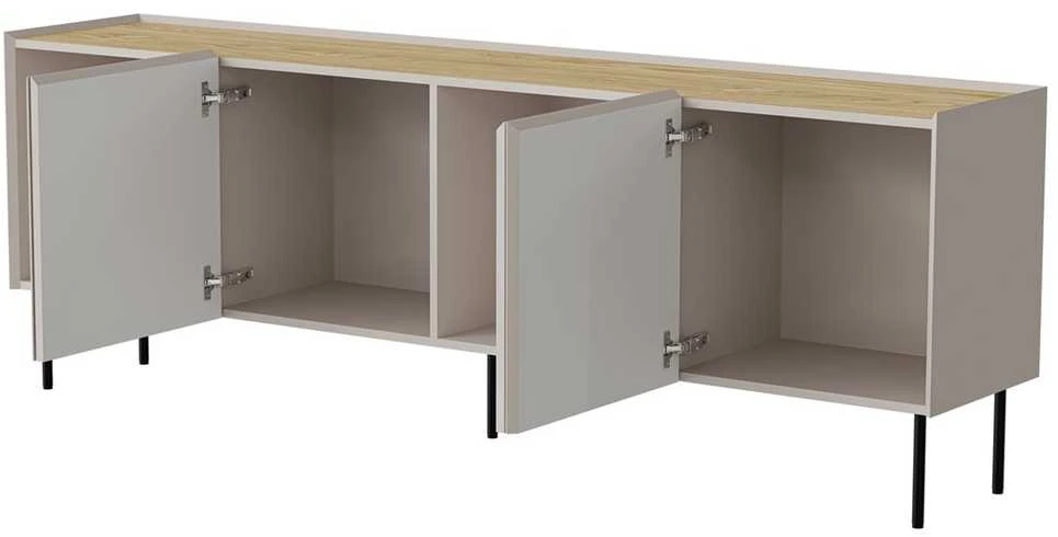 Cama Meble Cama FELLINI komoda 200x40x70 kašmyro + alyvuotas ąžuolo stalviršis