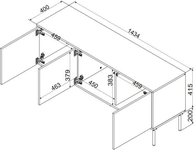 Laikiklis Cama Meble Cama INSERTO 3D TV spintelė 143,5x40x61,5 kašmyras + LED