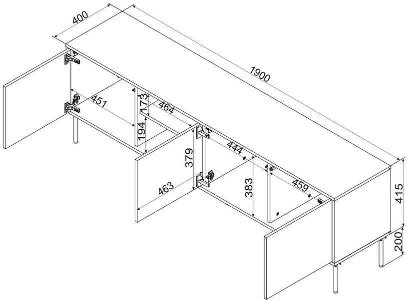 Laikiklis Cama Meble Cama INSERTO 3D1W TV spintelė 190x40x61.5 kašmyras + LED