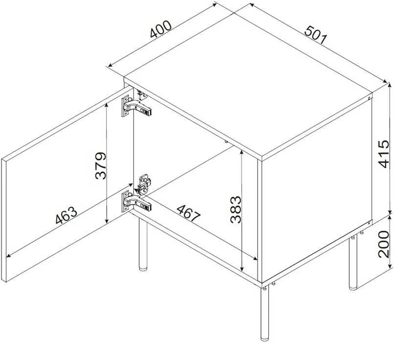 Cama Meble Cama INSERTO bedside cabinet, 2 pcs, 50x40x61.5 cm, juodas + LED