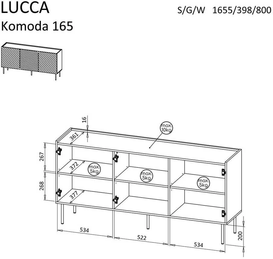 Cama Meble Cama LUCCA 3D komoda 165x40x80 kašmyras