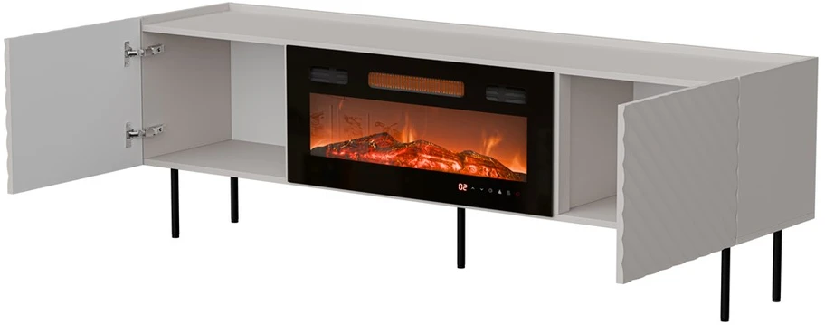 Cama Meble Cama LUCCA TV cabinet 180x40x59 cashmere + juodas fireplace