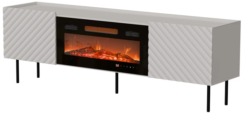 Cama Meble Cama LUCCA TV cabinet 180x40x59 cashmere + juodas fireplace