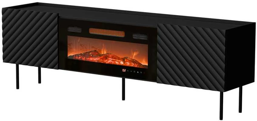 Cama Meble Cama LUCCA TV cabinet 180x40x59 juodas + juodas fireplace