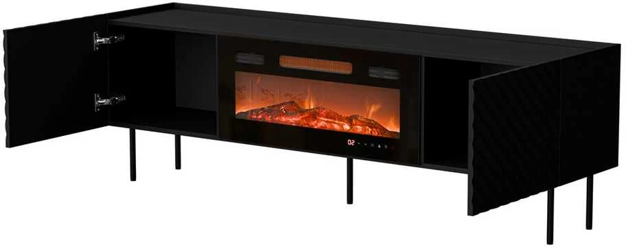 Cama Meble Cama LUCCA TV cabinet 180x40x59 juodas + juodas fireplace