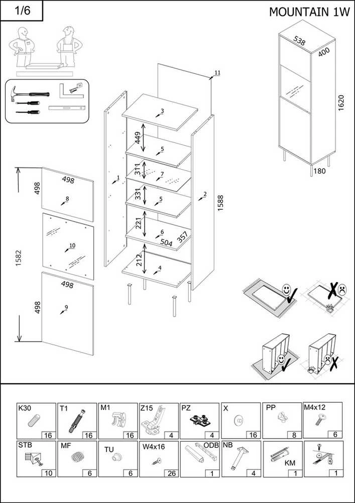 Cama Meble Cama MOUNTAIN display cabinet 54x40x180 juodas + auksinis