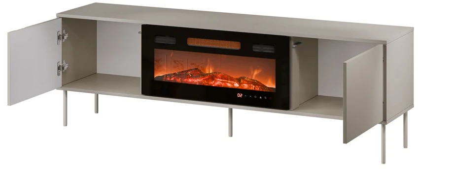 Cama Meble Cama RTV spinta EF + židinys juodas TRESSE 180x40x54.5 kašmyro matinis