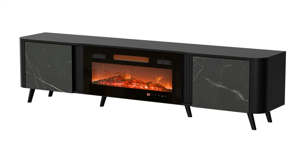 Laikiklis Cama Meble RTV spintelė - Cama Volare elektrinė židinys 200cm juoda/San Sebastian