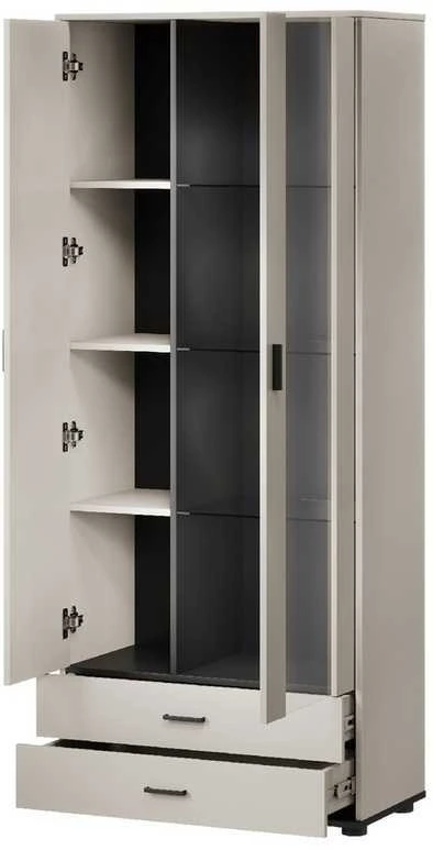 Cama Meble Cama S6 SOHO display cabinet 80x41x192 cashmere + juodas