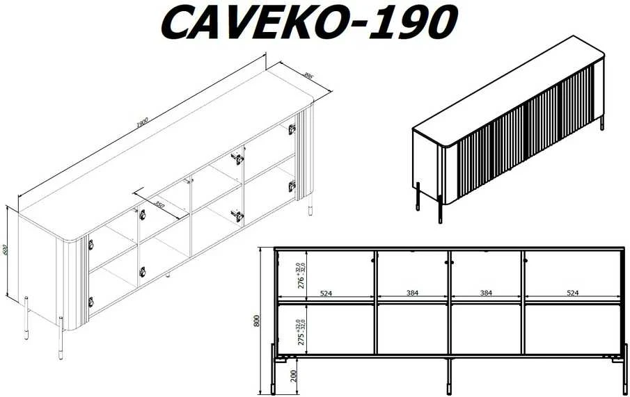 Cama Meble Cama VERA komoda 190x40x80 juodas matinis