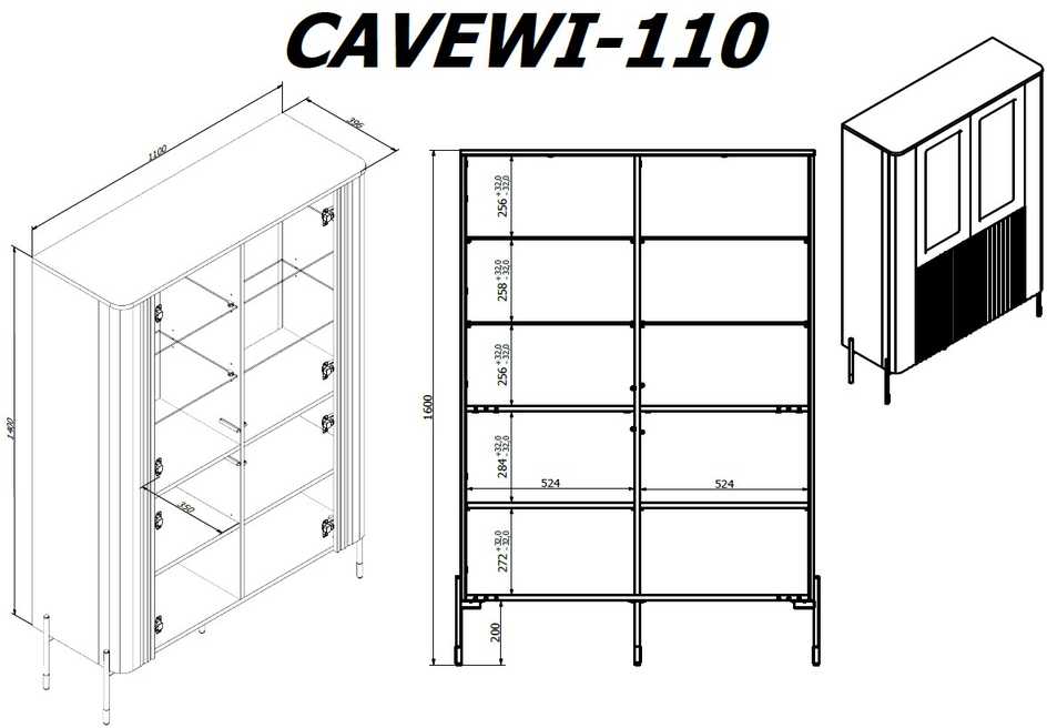 Cama Meble Cama VERA display cabinet 110x40x160 matt cashmere