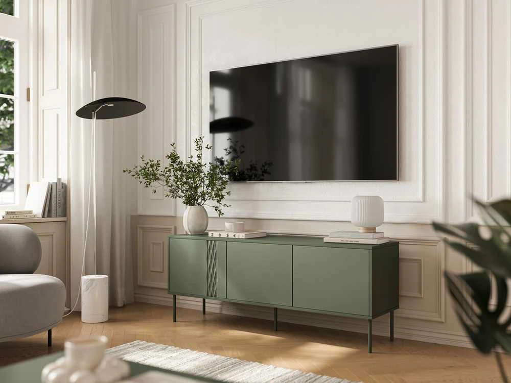 Cama Meble Cama RTV 3D TRESSE cabinet 150x40x55 matte žalias