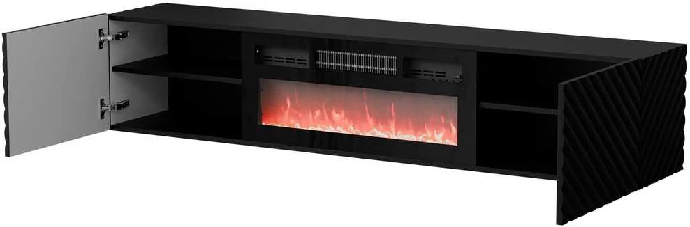 Laikiklis Cama Meble Televizoriaus Spintelė - Cama Lara 183x35x37 Juoda Matinė Su Židiniu
