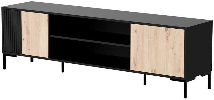 Laikiklis Halmar Cama Meble Spintelė - MERCI RTV 180 x 40 x 53.5 cm Juoda/Ąžuolo artisan