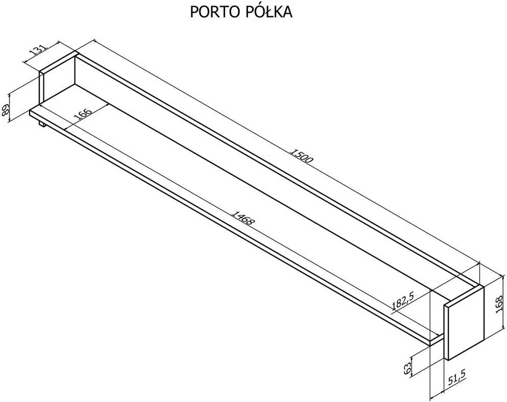 Cama Meble Cama Shelf PORTO 150x18x16.5 oak/juodas