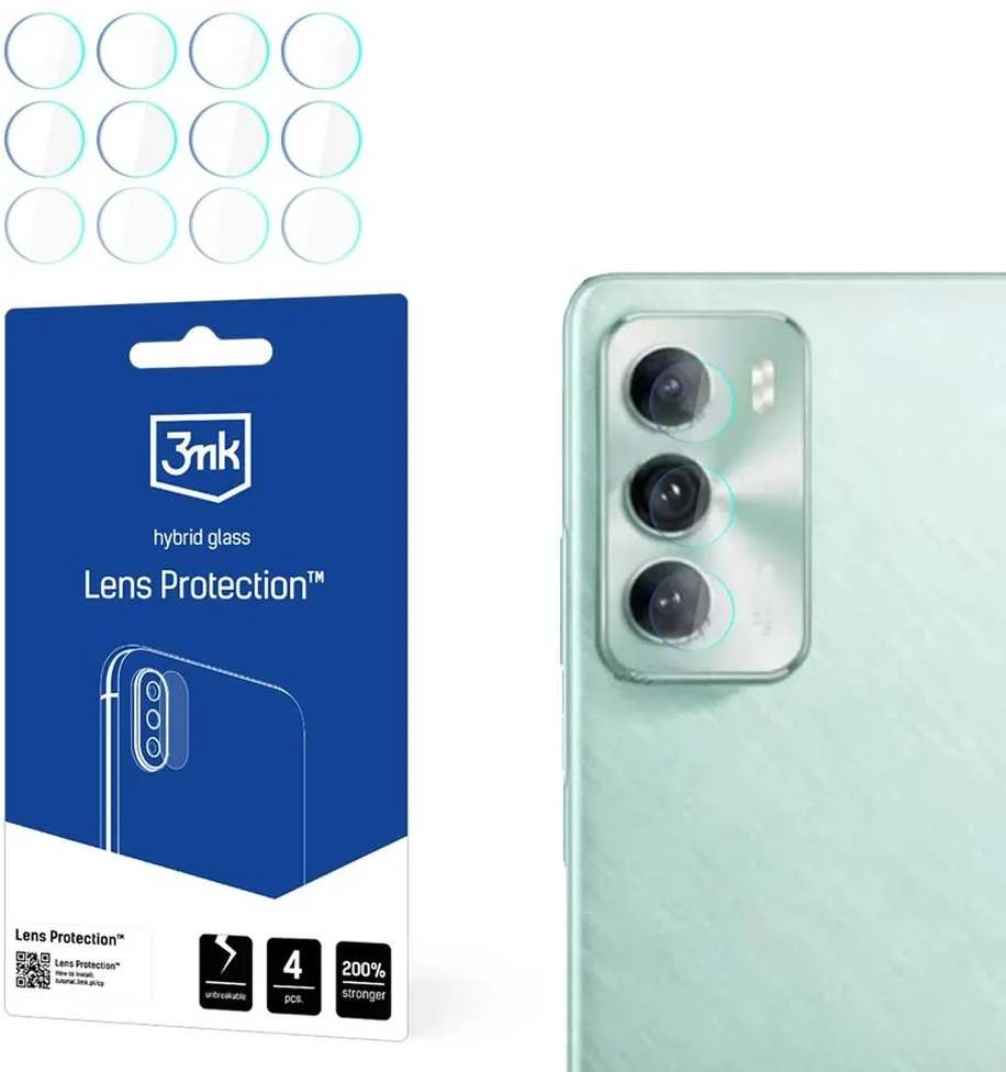 Hibridinis stiklas fotoaparatui / objektyvas OPPO RENO 12 3mk lankstus stiklo objektyvas