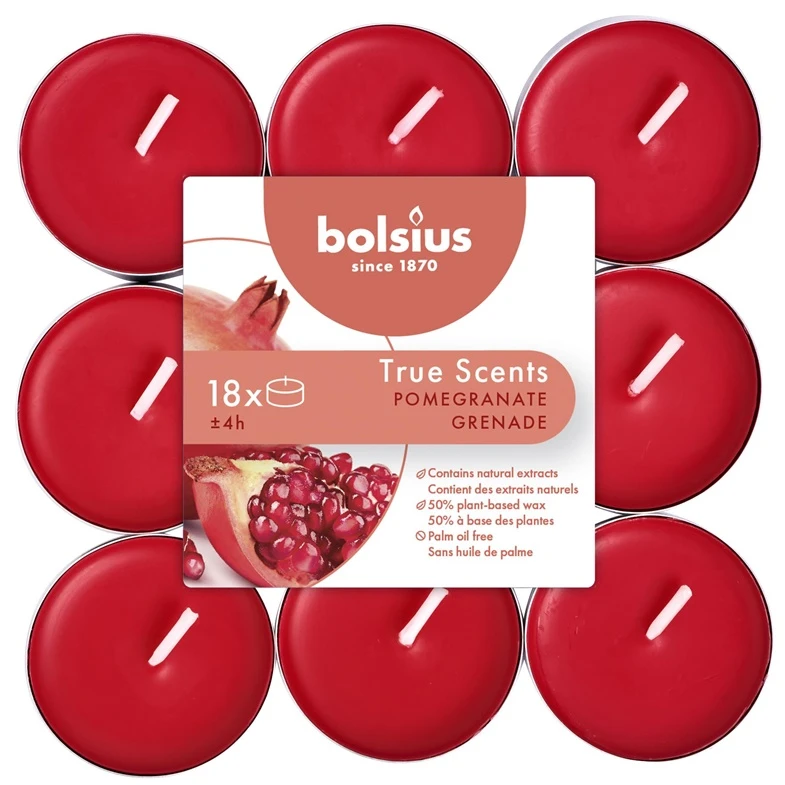 Žvakė, aromatinė Bolsius, 4 h, 18 vnt., Raudona
