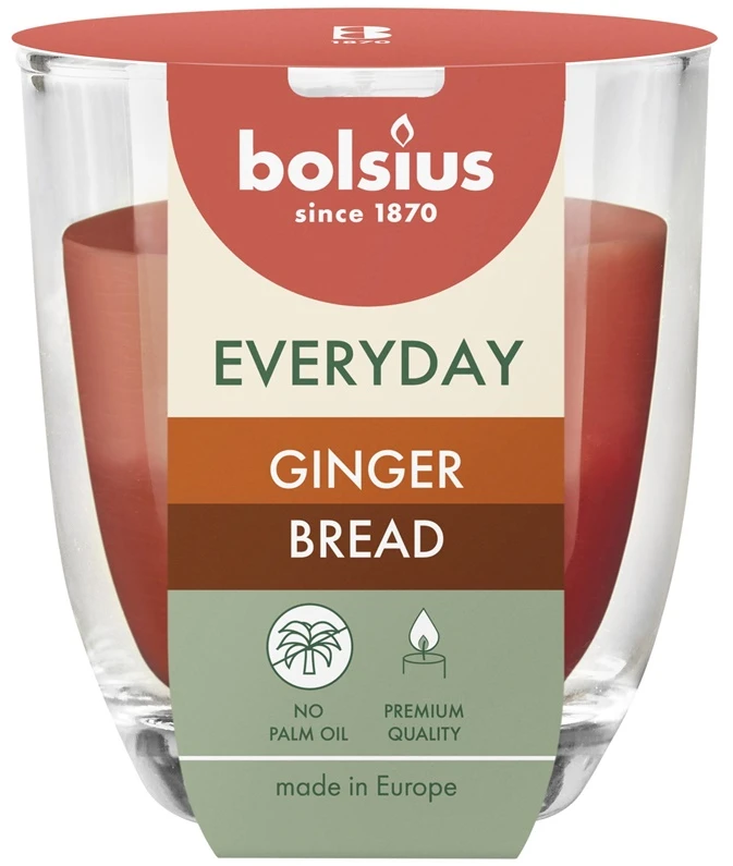 Žvakė, aromatinė Bolsius Ginger Bread, 21 h, Raudona